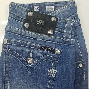 Women's Miss Me Denim Jeans  Wide Leg Bell 28